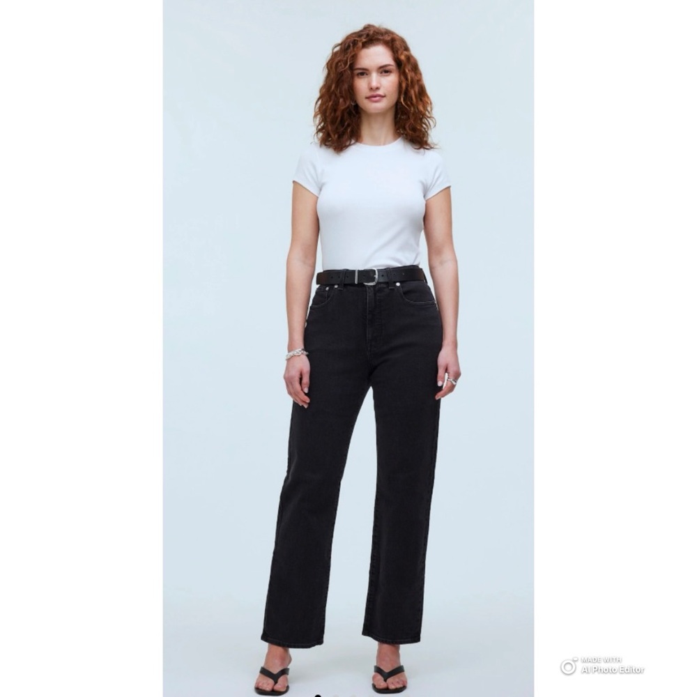 Madewell Black Curvy ‘90s Straight Jeans Size 25P 25 Petite NWT